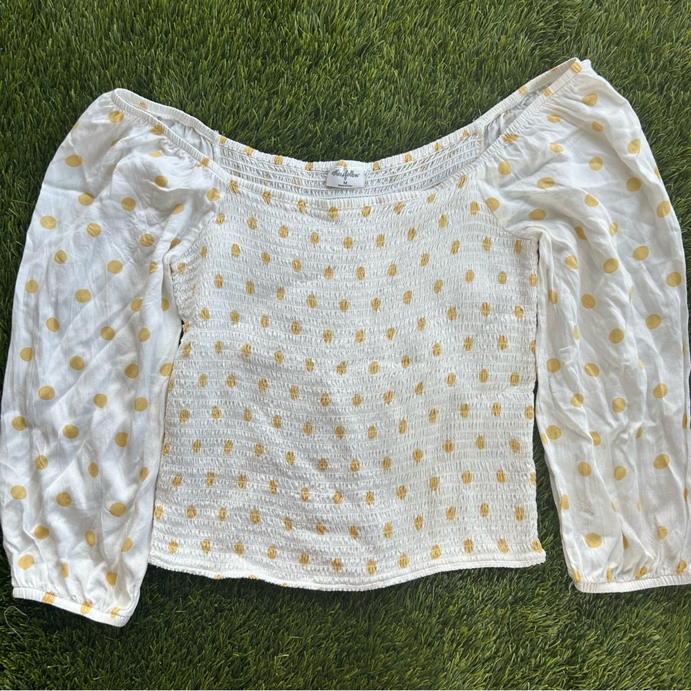 Others Follow woman  Shirt - White with Gold Dots